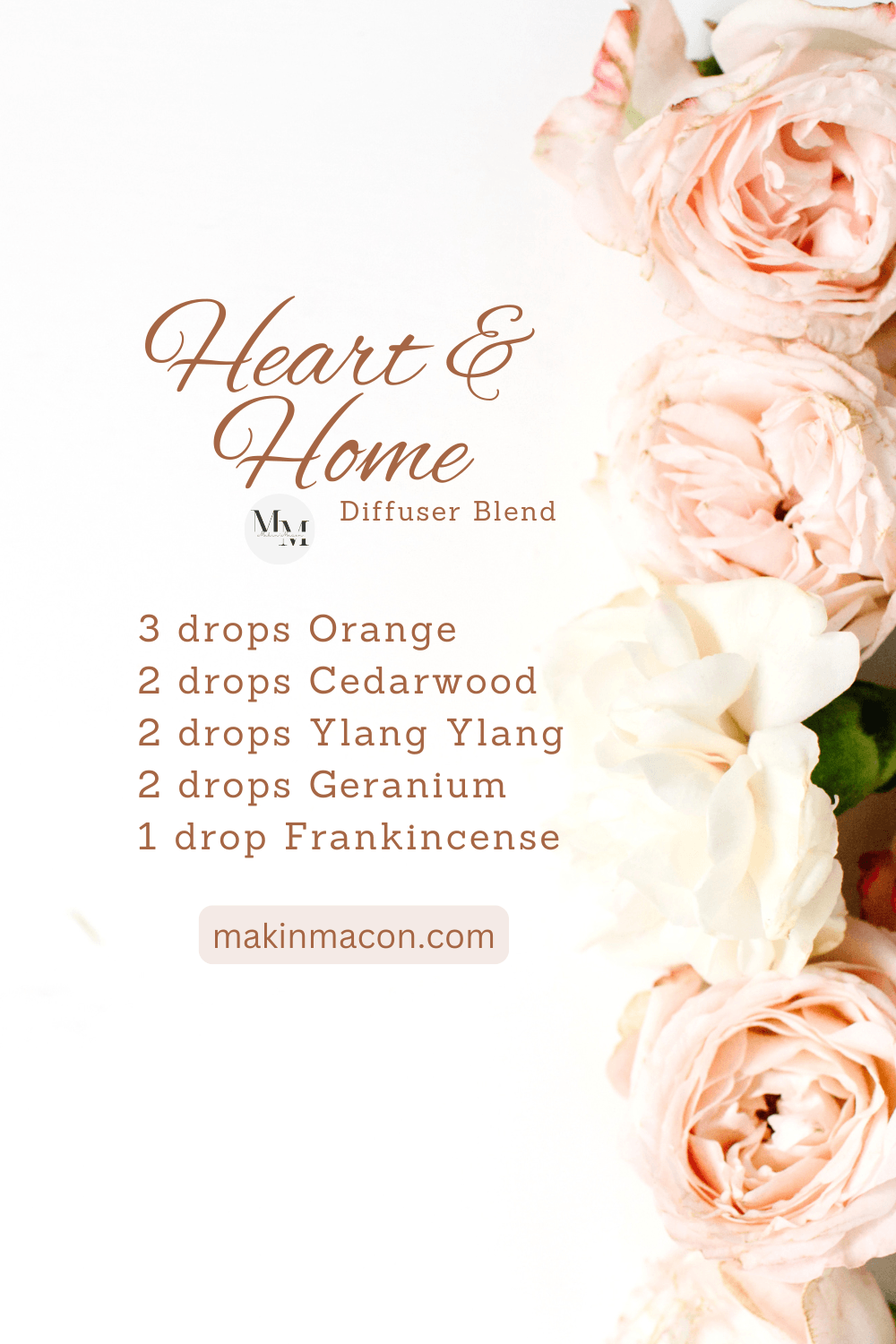 Heart and Home diffuser blend recipe with essential oils for creating a warm and love-filled home